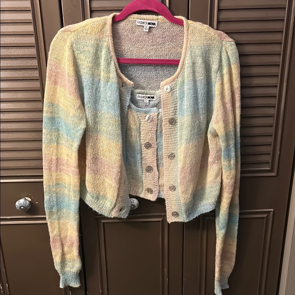 Fashion Nova Pastel Striped cropped Cardigan